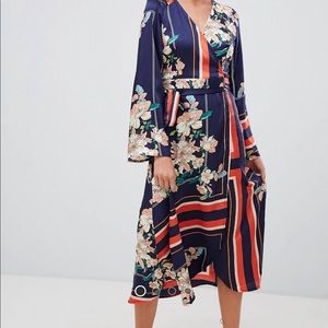 Silky kimono Wrap Dress Midi NWT